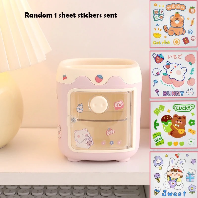 Kawaii Washi Tape Storage Large Pen Holder Makeup Brush Organizer Korean Stationery Organizer 6