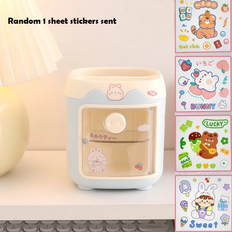 Kawaii Washi Tape Storage Large Pen Holder Makeup Brush Organizer Korean Stationery Organizer 7