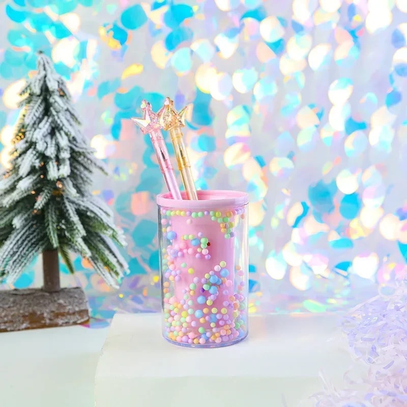 Cute Creative Girl Student Cartoon Multi Grid Pen Holder Colorful Acrylic Piggy Drawer Multifunctio 5