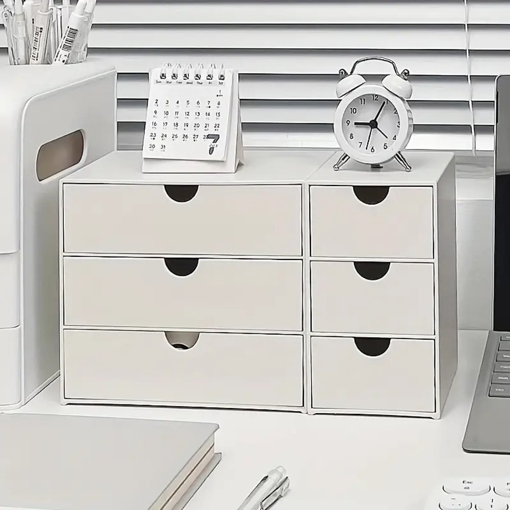 Desk Organizer Stackable Plastic Storage Drawer Rack White Stationery Boxes For School Office 3