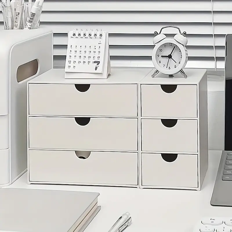 Desk Organizer Stackable Plastic Storage Drawer Rack White Stationery Boxes For School Office 3