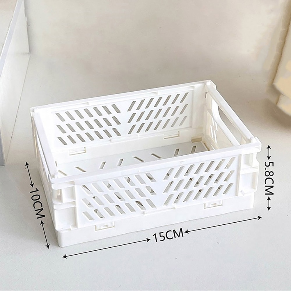 Plastic Folding Storage Box Collapsible Crate Home Use Basket Desktop Holder School Desk Storage Bo 6