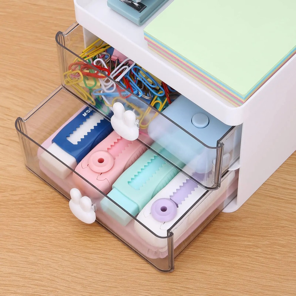 Compact Desk Organizer with Drawer, Makeup Organizer, Office Storage Box for Pens, Mobile Phones, and Business Cards
