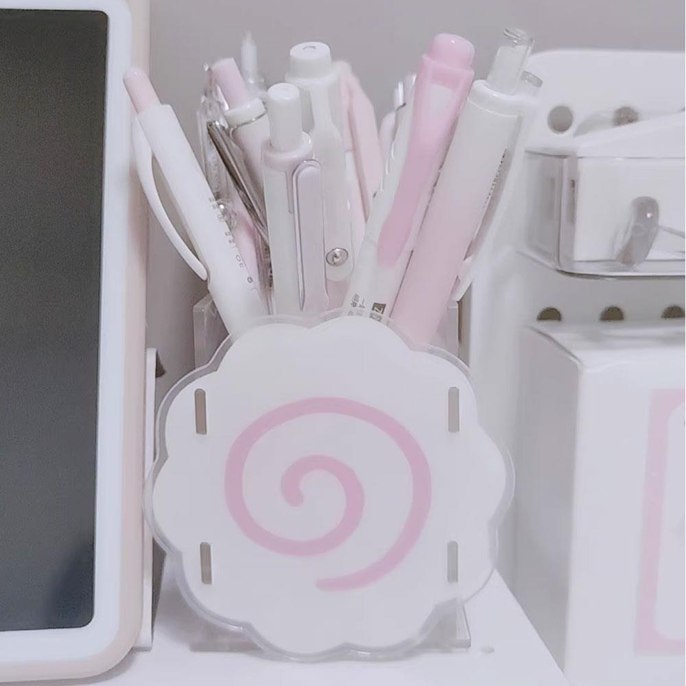 Cute Fish Cake Pencil Storage Holder Cartoon Acrylic Dog Pen Holder Organizer Box For Home Office S 0