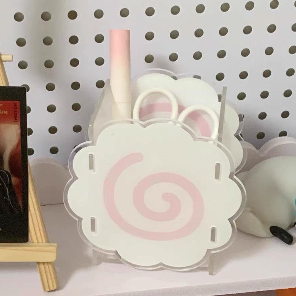 Cute Fish Cake Pencil Storage Holder Cartoon Acrylic Dog Pen Holder Organizer Box For Home Office S 2