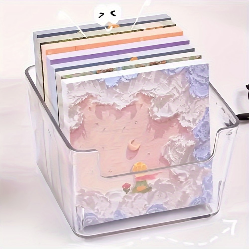 Acrylic Memo Stand Organizer, Clear Sticky Note Holder for Desktop Storage