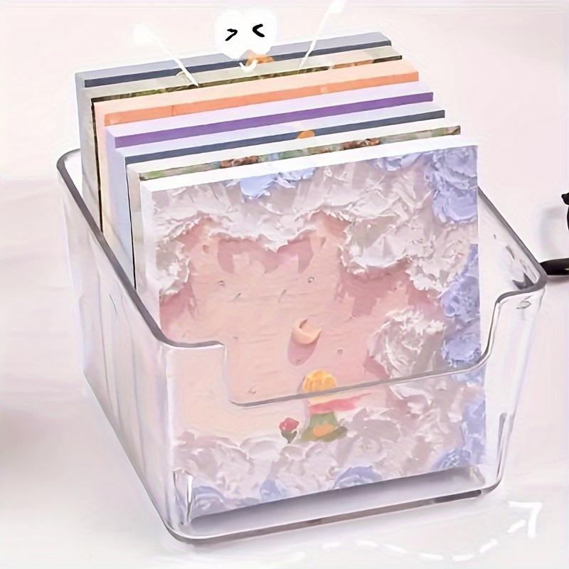 Acrylic Memo Stand Organizer, Clear Sticky Note Holder for Desktop Storage