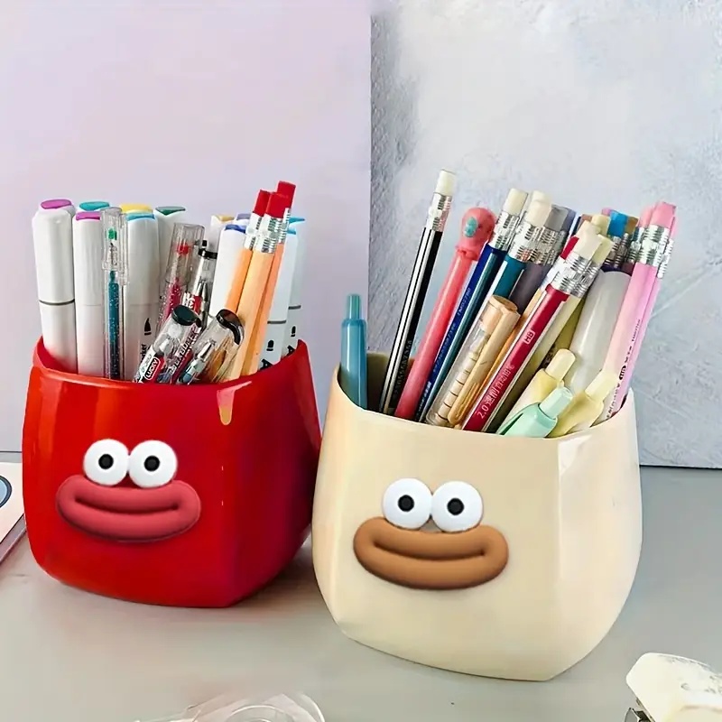 Desktop Storage Space Pen Holder Magnetic Organizer With Stickers For Home Office Kitchen And Bathr 2