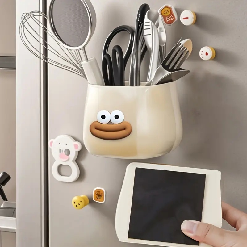 Desktop Storage Space Pen Holder Magnetic Organizer With Stickers For Home Office Kitchen And Bathr 3