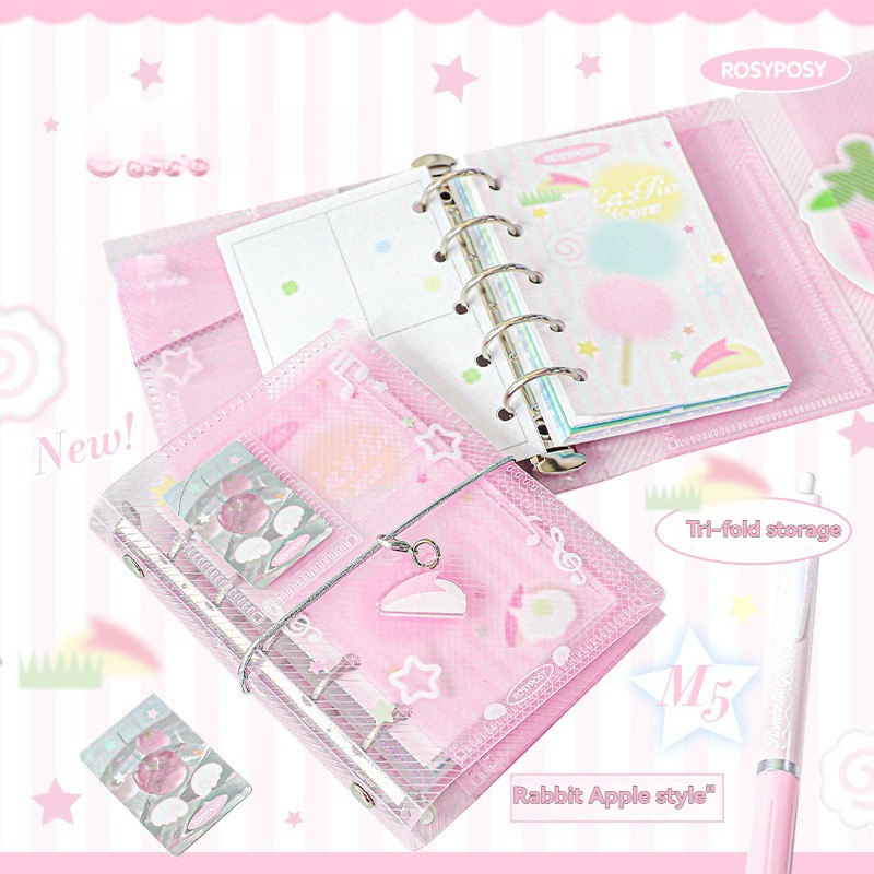 Mini Portable Notebook With Twill Loose Leaf Three Fold Storage Stylish Fresh Design Journal 1