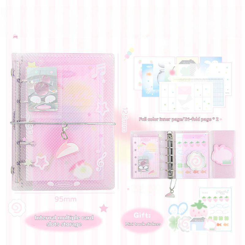 Mini Portable Notebook With Twill Loose Leaf Three Fold Storage Stylish Fresh Design Journal 6