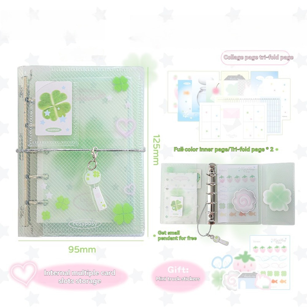 Mini Portable Notebook With Twill Loose Leaf Three Fold Storage Stylish Fresh Design Journal 7