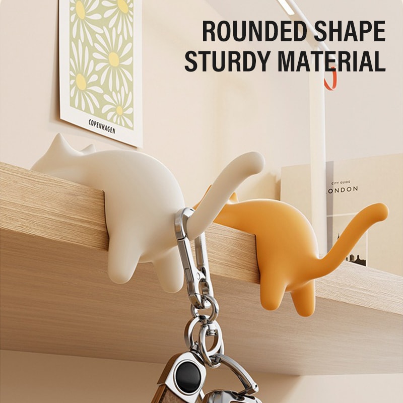 Kawaii Desk Decor, Cat-Shaped Keychain Hook, Creative Bag Storage Holder