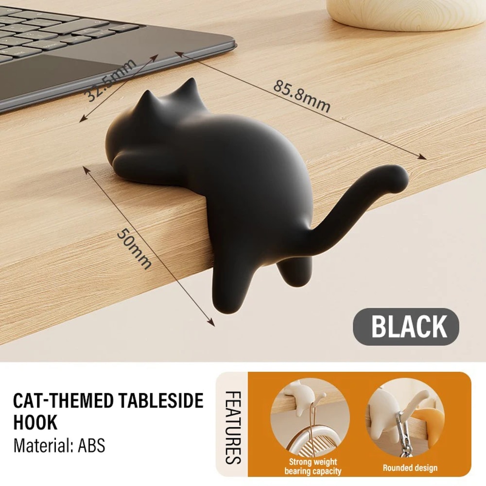 Kawaii Desk Decor, Cat-Shaped Keychain Hook, Creative Bag Storage Holder