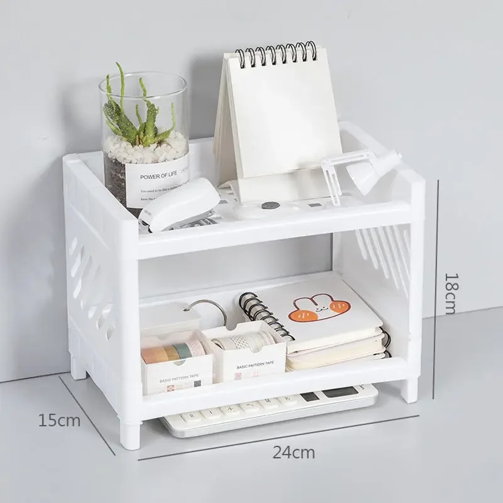 2Tier Office Organizer With Hollow Design Multifunctional Desktop Storage Rack For Stationery 4