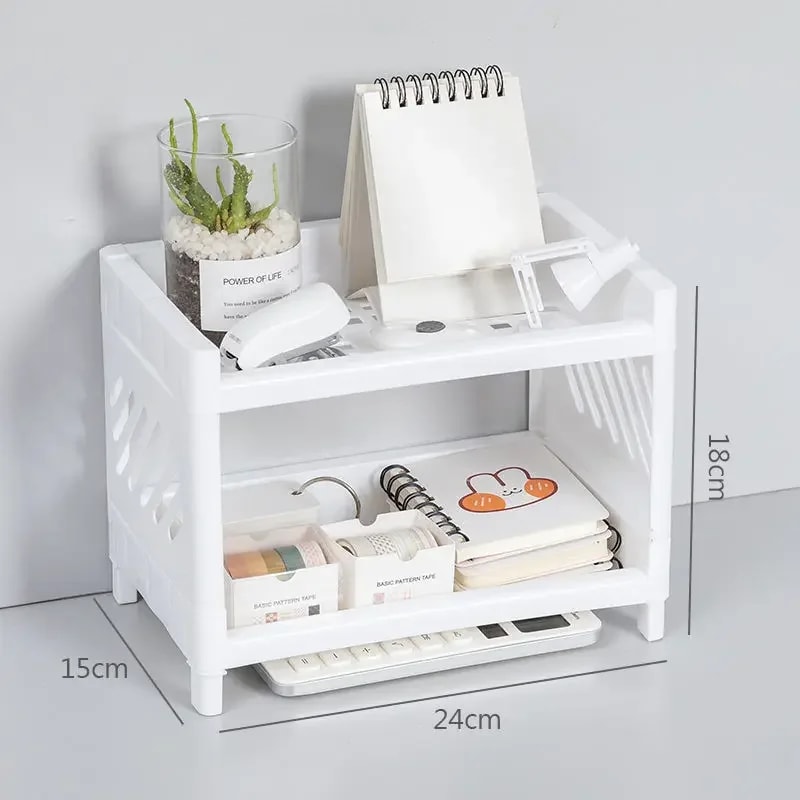 2Tier Office Organizer With Hollow Design Multifunctional Desktop Storage Rack For Stationery 4
