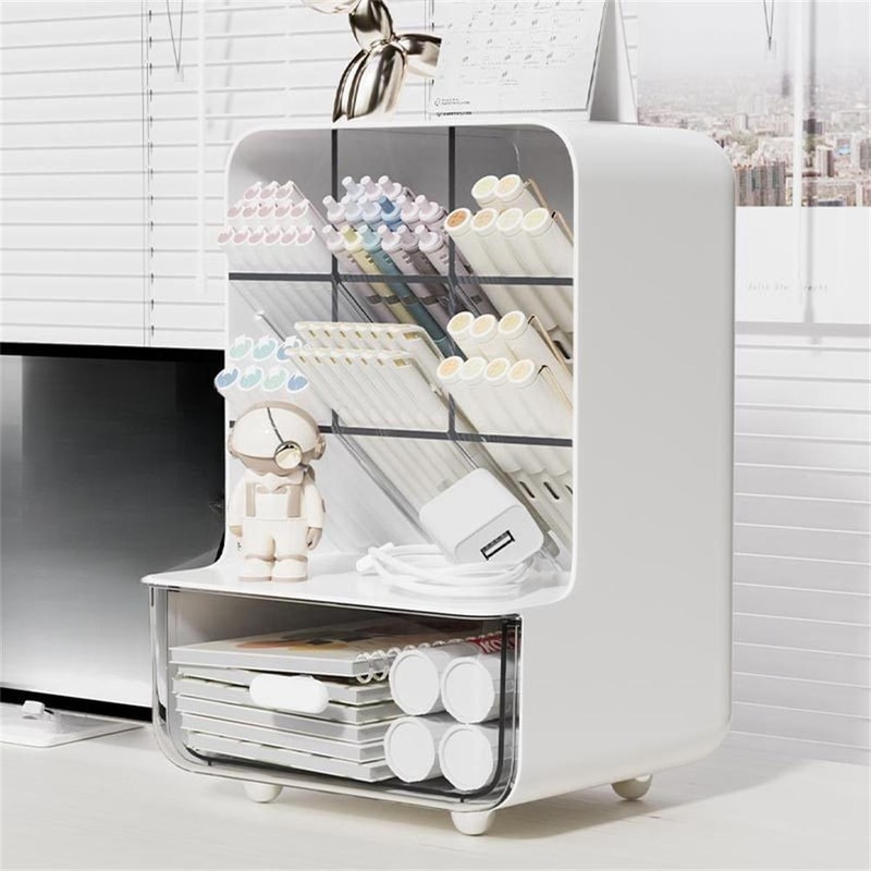 Large Capacity Office Desk Miscellaneous Storage Rack Slanted Pen Holder 6