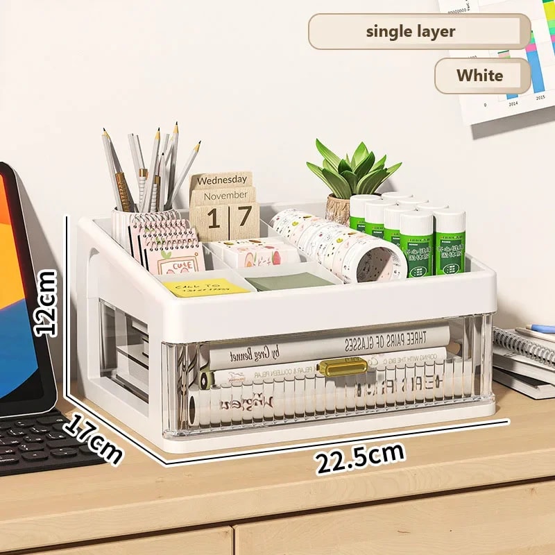 Plastic Organizing Boxes School Drawer Storage Desk Organizer Transparent Office Supplies Accessori 3