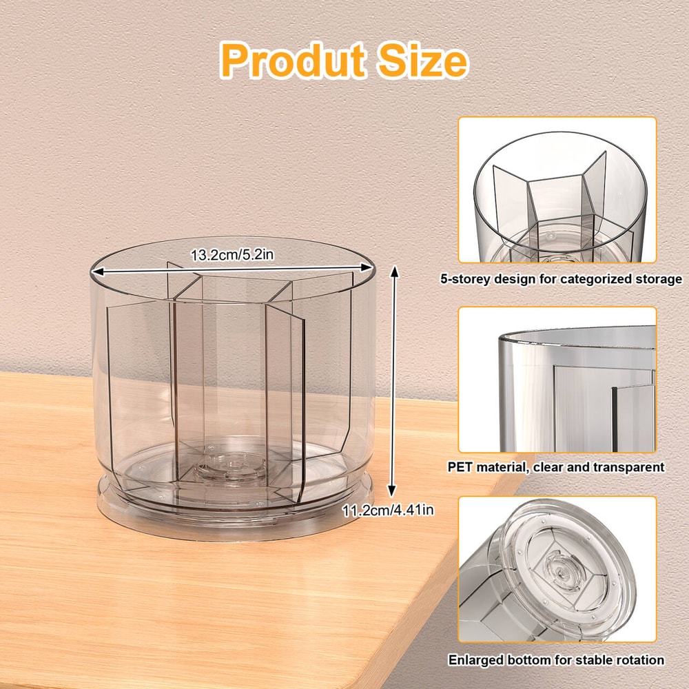 MultiFunctional Spinning Pen Holder For Desk Clear Plastic Cosmetics Storage Box Makeup Brushes Hol 1