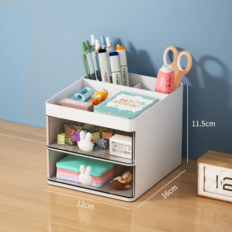 Desk Organizer With Drawer Office Storage Box Makeup And Business Card Organizer Stationery Mobile 2