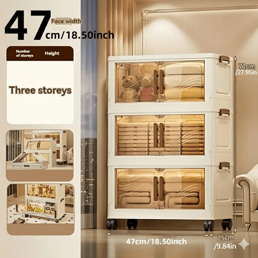 Spacious Foldable Storage Box With Clear Door Ideal For Books And Clothes EasytoAssemble And Durabl 1