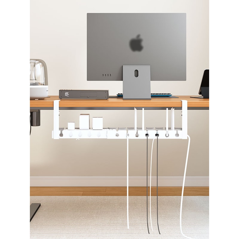 Extendable Steel Under Desk Cable Management Tray Power Strip Cord Holder For Wire Organization 0