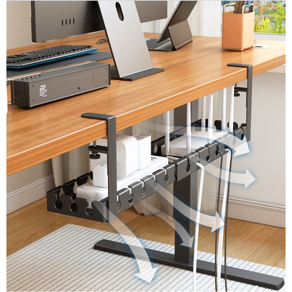 Extendable Steel Under Desk Cable Management Tray Power Strip Cord Holder For Wire Organization 3