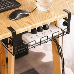 no punching kitchen storage accessories, under table storage rack, metal cable organizer