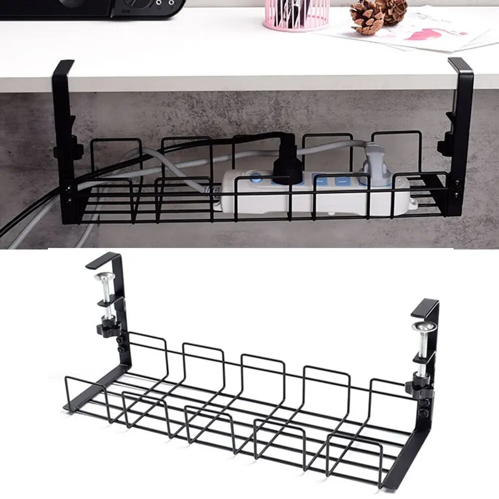 No Punching Kitchen Storage Accessories Under Table Storage Rack Metal Cable Organizer 1