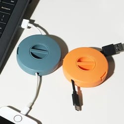 retractable reel box cable winder, transparent charging cord organizer, portable holder