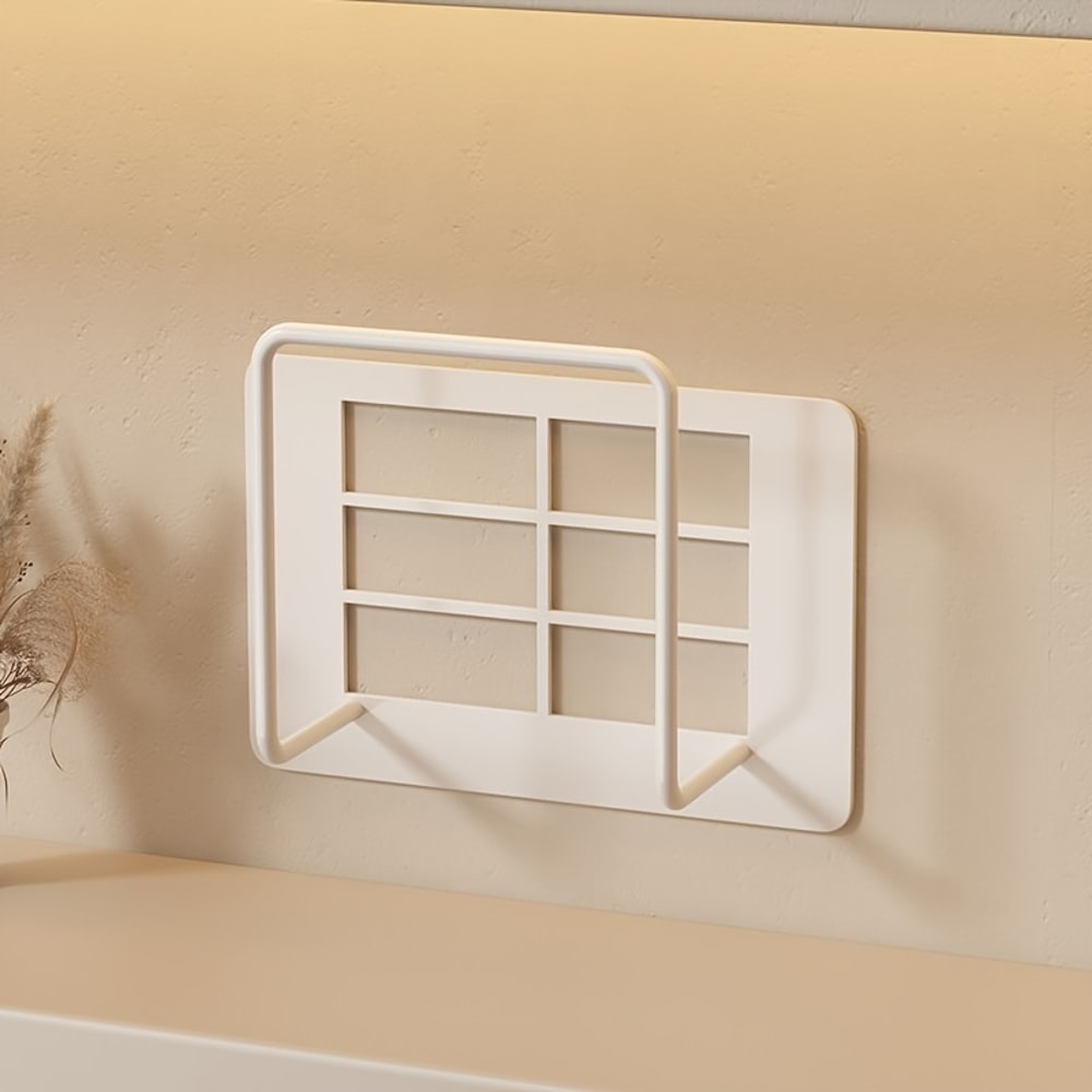 NonDrilling Wall Mounted Router Bracket Stylish White Cast Iron Multifunctional Storage Rack 3