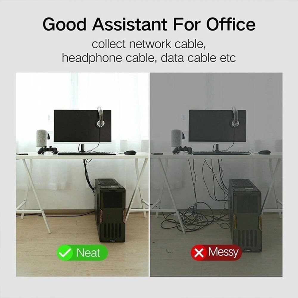 Cable Organizer, Removable Straps, Free Cut Fastening Tape for Desk Wire Storage