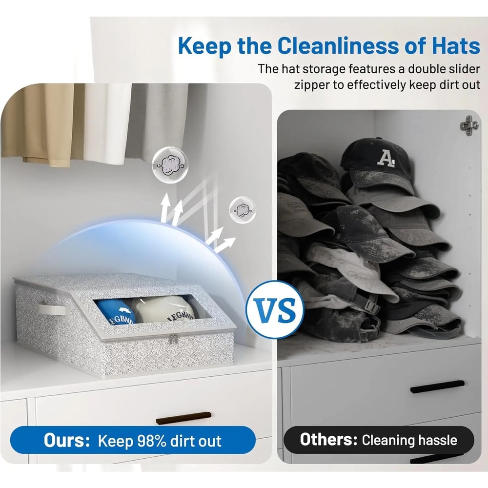 Foldable Zipper Baseball Cap Storage Box Nonwoven Dustproof Hat Organizer Wardrobe Storage Box For 3