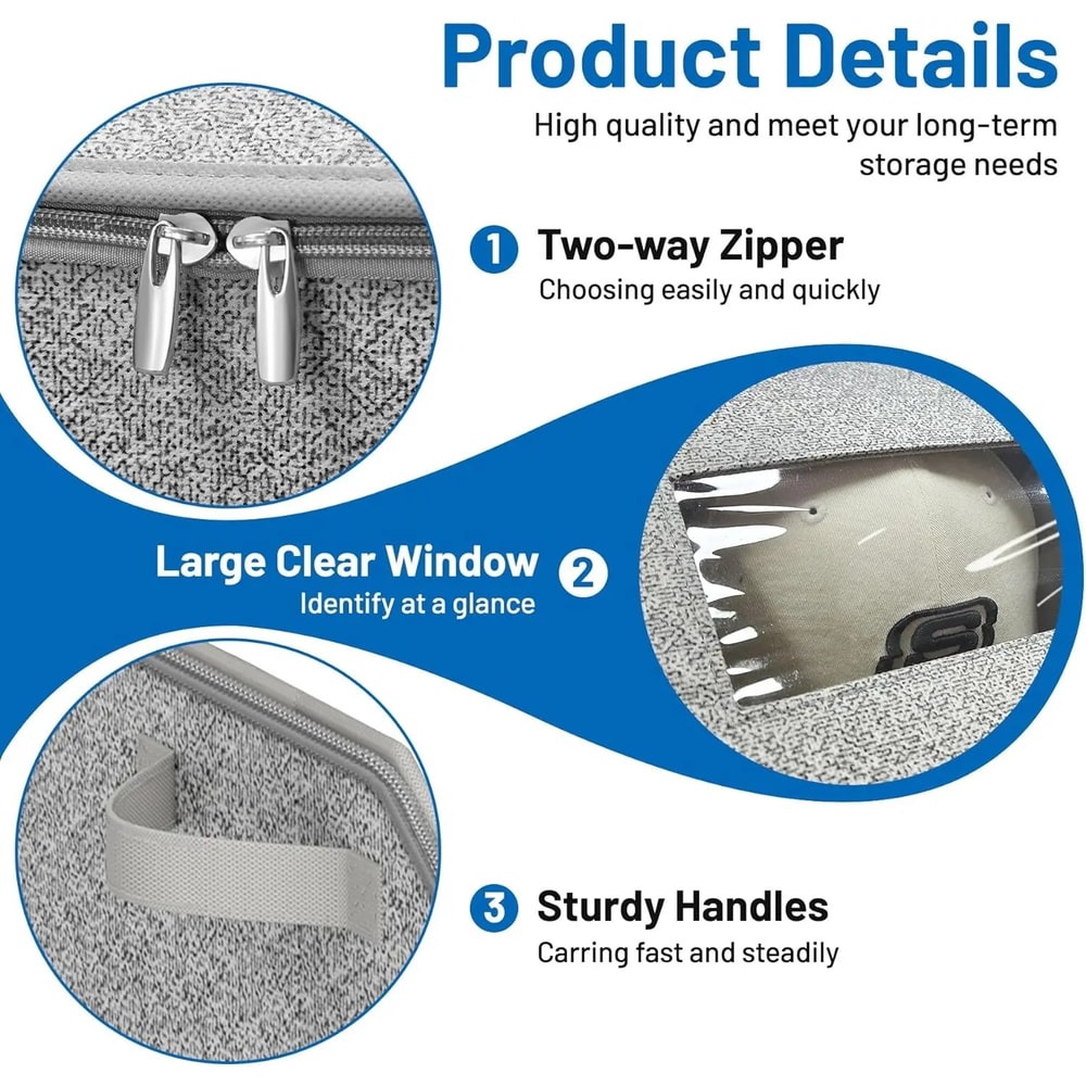 Foldable Zipper Baseball Cap Storage Box Nonwoven Dustproof Hat Organizer Wardrobe Storage Box For 4