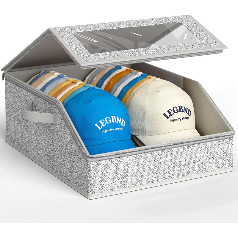 Foldable Zipper Baseball Cap Storage Box Nonwoven Dustproof Hat Organizer Wardrobe Storage Box For 7