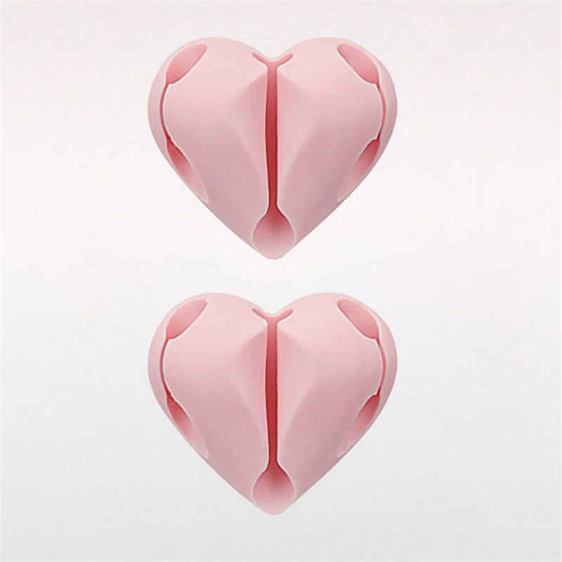 USB Charging Cable Clips HeartShaped Mini Cable Winder Organizer Desk Tidy Holder Protectors For Ho 3