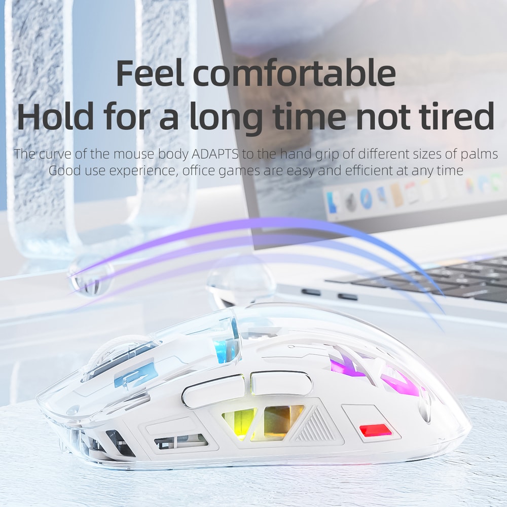 RGB Bluetooth Mouse With Transparent Digital Display Wireless Dualmode Connection 2