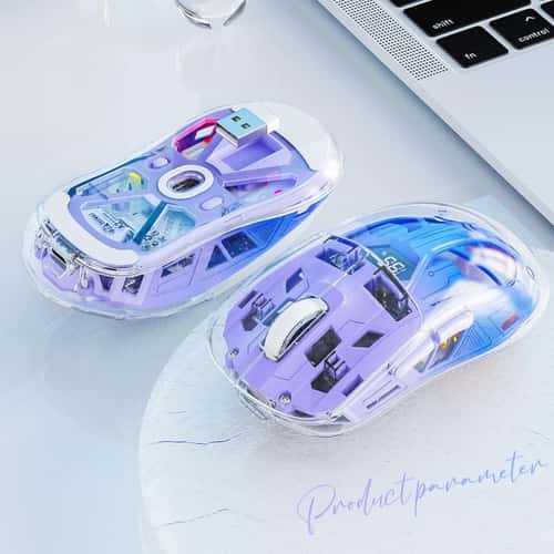 RGB Bluetooth Mouse with Transparent Digital Display, Wireless Dual-mode Connection