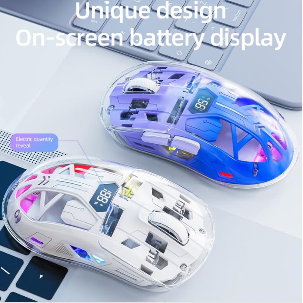 RGB Bluetooth Mouse With Transparent Digital Display Wireless Dualmode Connection 4