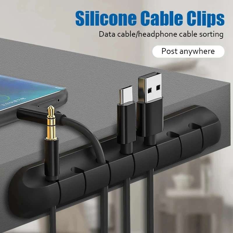 Cable Holder For Mouse Headphone Wire Organizer Silicone USB Cable Winder Desktop Tidy Clips 2