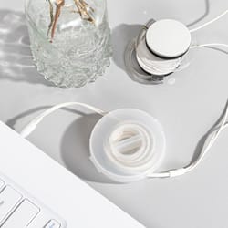 portable transparent cable organizer, retractable phone holder, cord management, charger wire protector