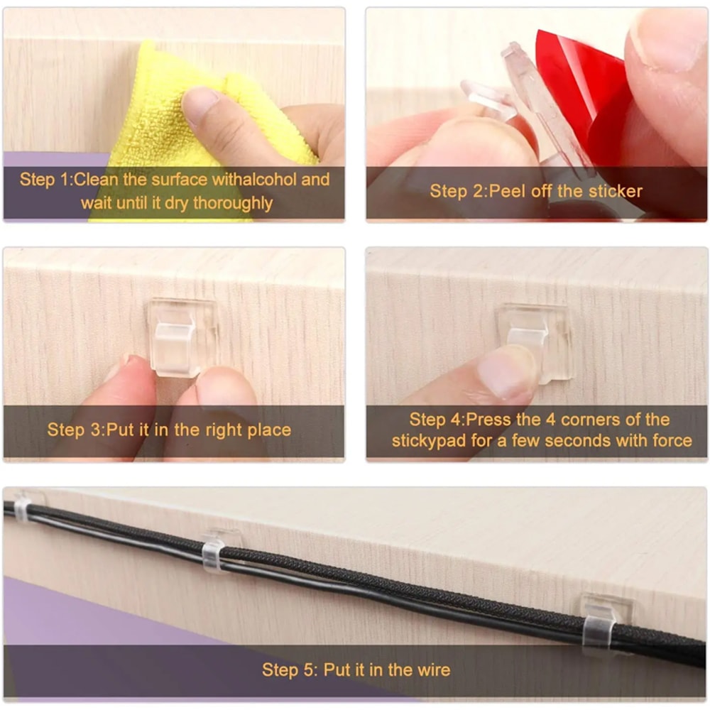 Cable Holder Fixer Clips Selfadhesive Organizer Clamp For Home Office Car Wall Stickers Wire Manage 1