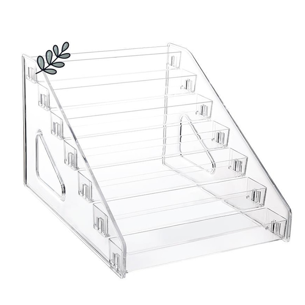 Acrylic Transparent Desktop Badge Organizer, Two Dimensions Anime Characters Storage Rack Ladder Display Shelf
