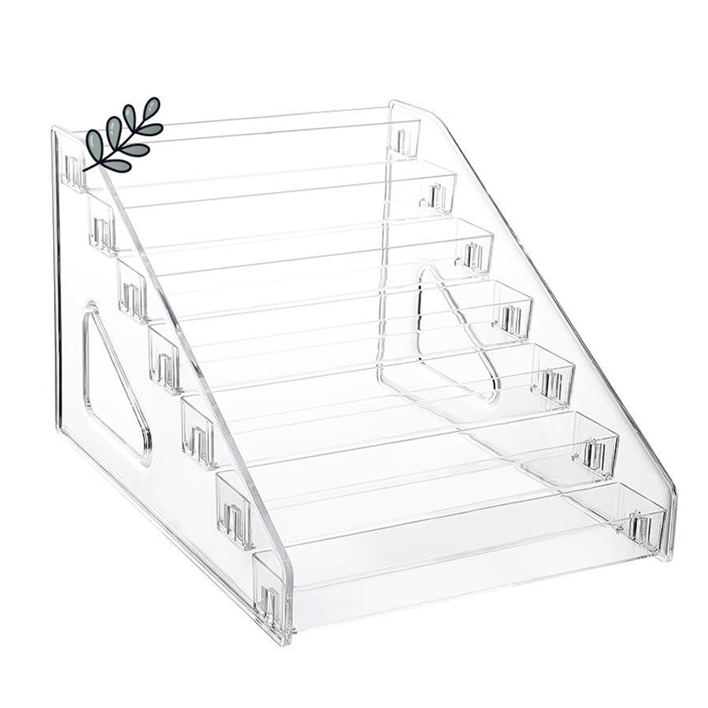 Acrylic Transparent Desktop Badge Organizer, Two Dimensions Anime Characters Storage Rack Ladder Display Shelf