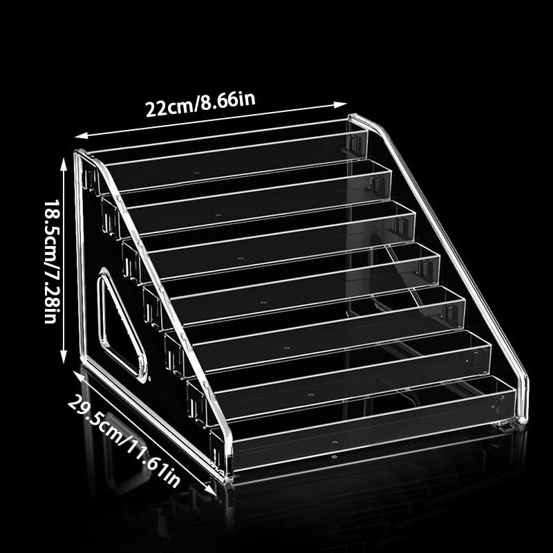 Acrylic Transparent Desktop Badge Organizer, Two Dimensions Anime Characters Storage Rack Ladder Display Shelf