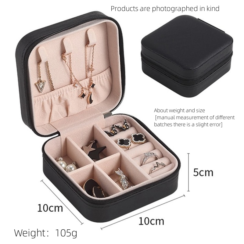 Leather Jewelry Box Single Layer Storage Box Ladies Travel Fashion Pink Classic Black Pure White Or 4