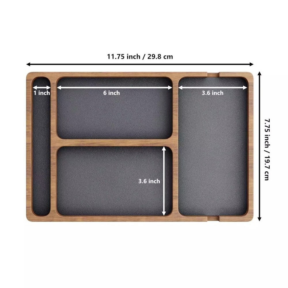 Wooden Storage Tray Office Desktop Storage Box Solid Wood Partition Organizer For Phone Headphone D 5