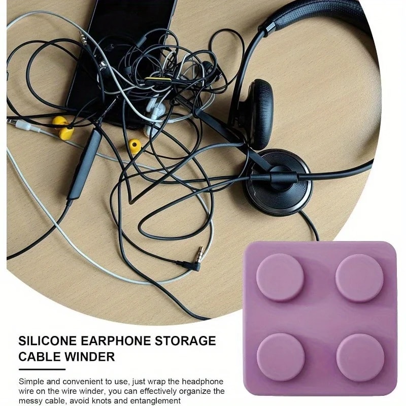 Reusable Silicone Cable Organizer for Headphones, Earphone Plug Holder, USB Charger Cord Tidy Storage