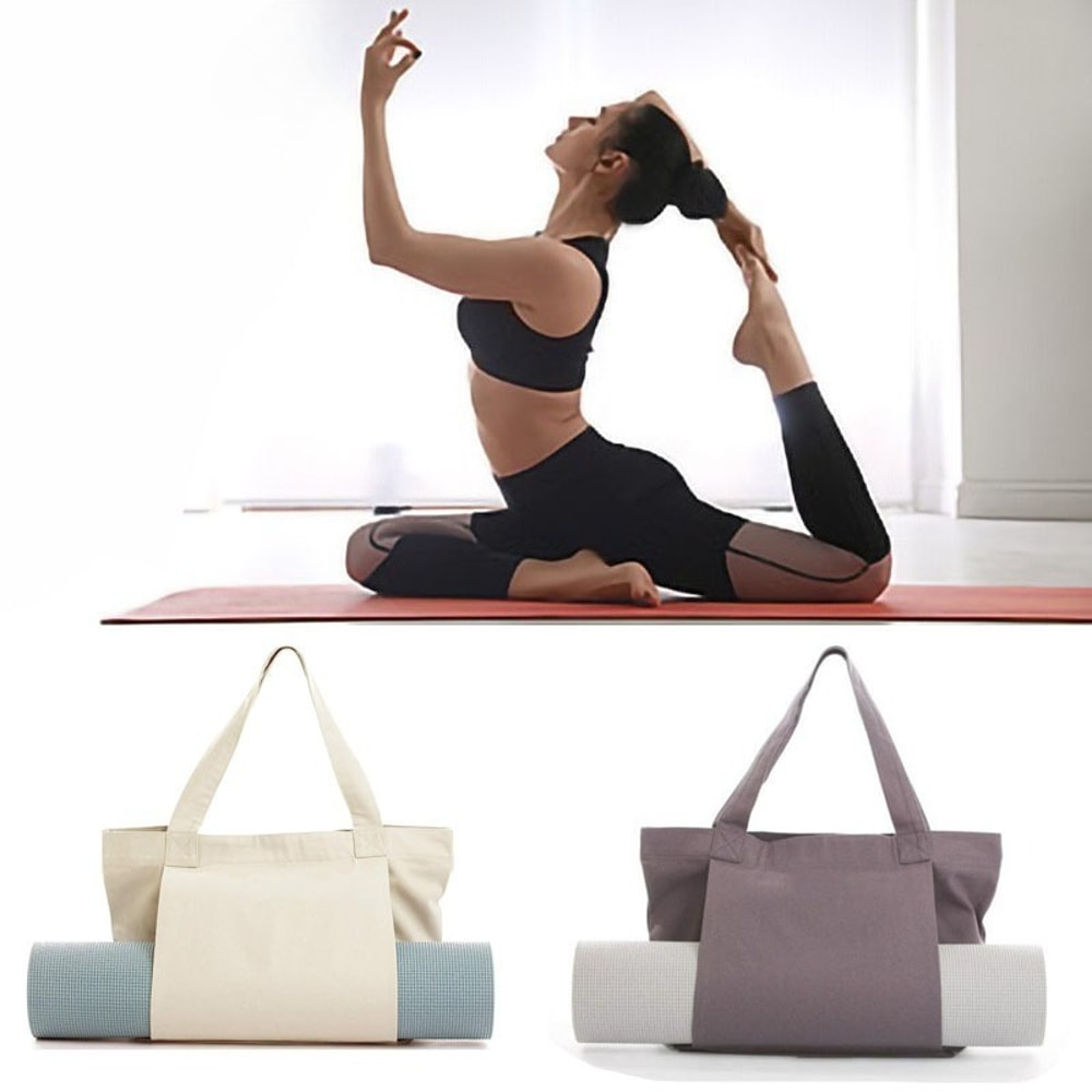 Portable and multifunctional large capacity yoga canvas bag, one shoulder yoga mat storage bag