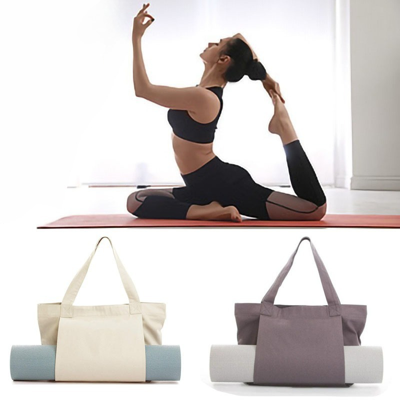 Portable and multifunctional large capacity yoga canvas bag, one shoulder yoga mat storage bag